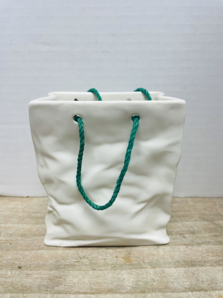 CERAMIC CRINKLE PAPER BAG DECOR/VASE