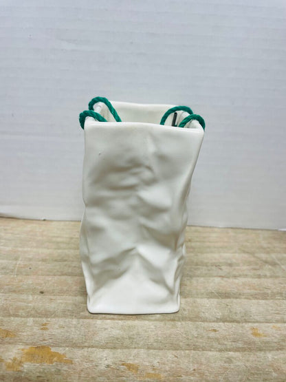 CERAMIC CRINKLE PAPER BAG DECOR/VASE