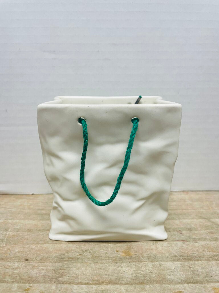 CERAMIC CRINKLE PAPER BAG DECOR/VASE