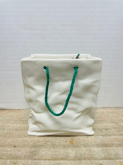 CERAMIC CRINKLE PAPER BAG DECOR/VASE