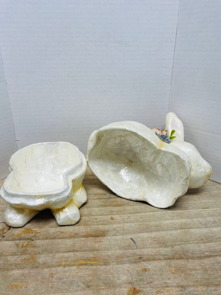 CAPIZ SHELL BUNNY RABBIT TRINKET BOX