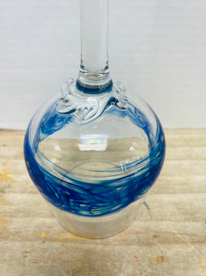 HAND BLOWN GLASS OCEAN WAVE SIGNED WINE GLASS