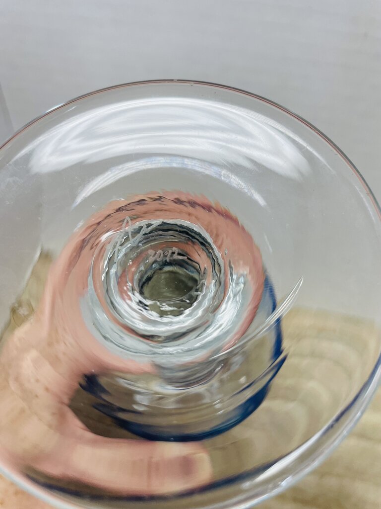 HAND BLOWN GLASS OCEAN WAVE SIGNED WINE GLASS