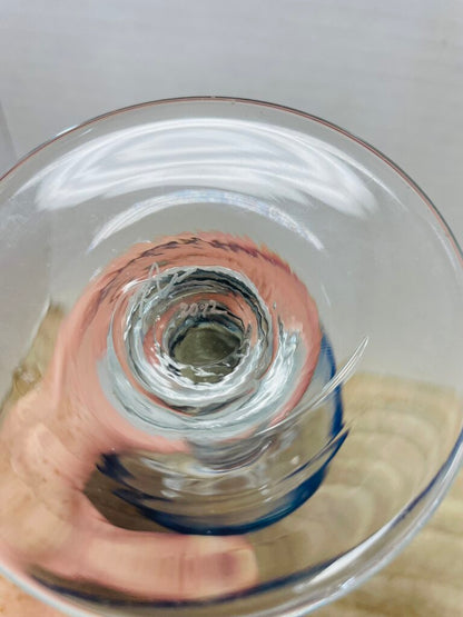 HAND BLOWN GLASS OCEAN WAVE SIGNED WINE GLASS