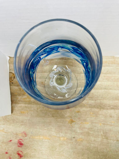 HAND BLOWN GLASS OCEAN WAVE SIGNED WINE GLASS