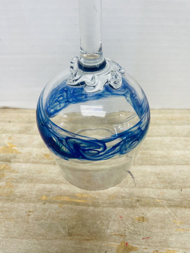 HAND BLOWN GLASS OCEAN WAVE SIGNED WINE GLASS