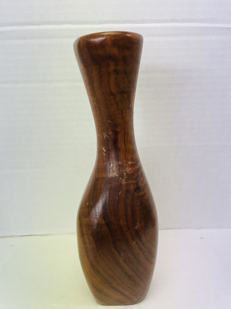 WOODEN VASE SIGNED