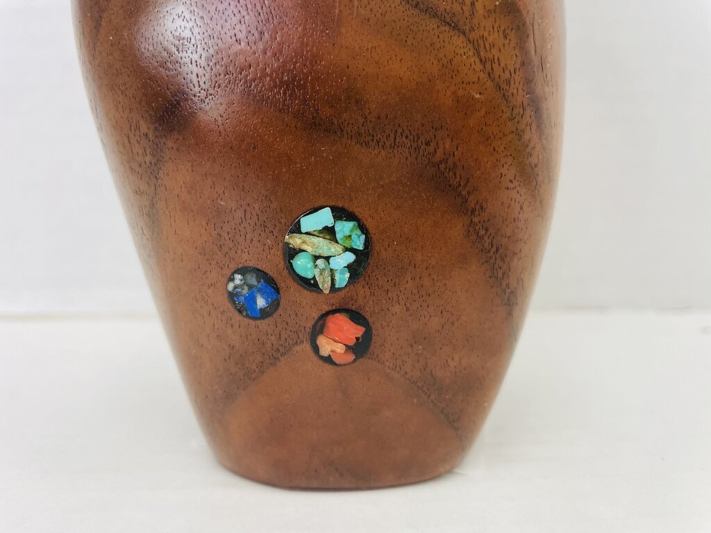 WOODEN VASE SIGNED